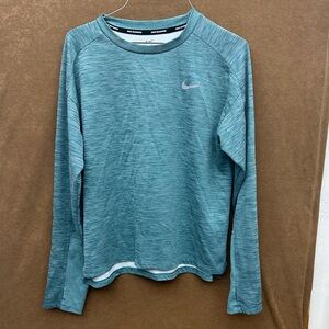 Nike Teal Marled Long Sleeve Athletic Top